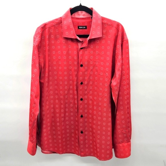 BESPOKE Red Pattern Dress Shirt Long Sleeve Button Down - Picture 1 of 9